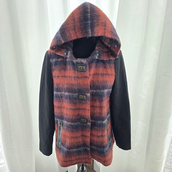 Anthropologie Elevenses Berwick Swing Coat Medium Women Wool Blend Hooded Jacket - Picture 1 of 13